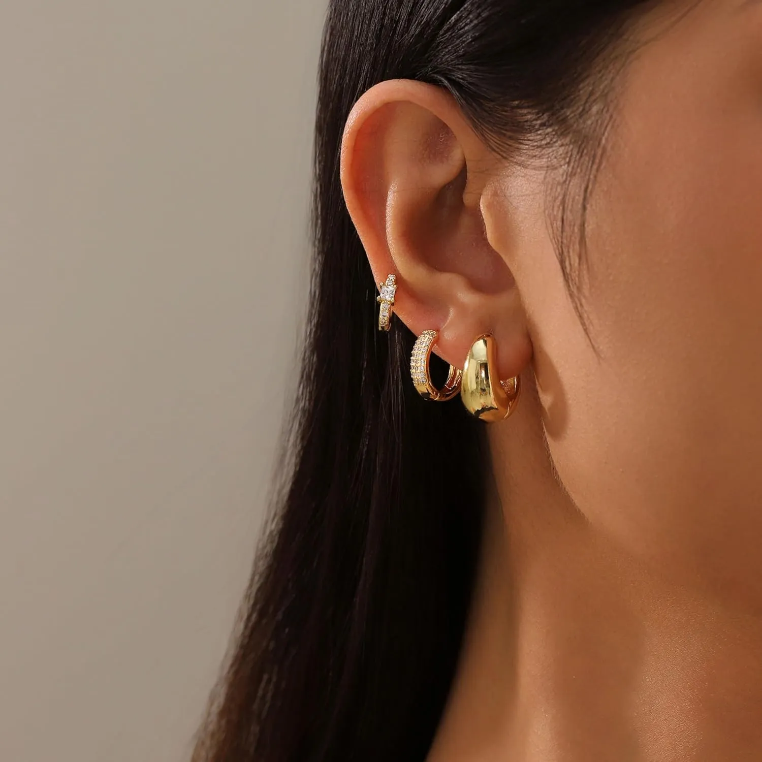Gold Hoop Earrings for Women Trendy, 14K Gold Plated Huggie Earrings Set Dainty Small Hoops Cartilage Hypoallergenic Lightweight Jewelry Gifts