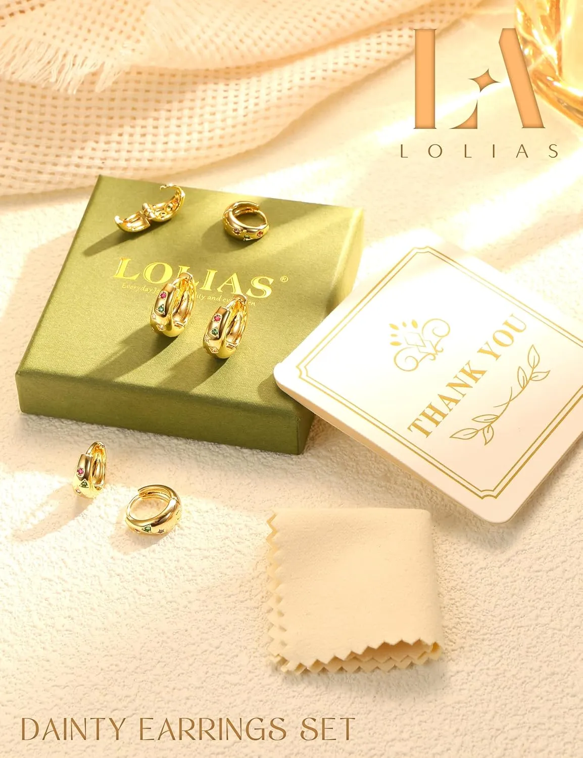 Gold Hoop Earrings Set for Women - 3Pairs Chunky Gold Silver Huggie Earrings Small 14K Gold Filled Earrings Lightweight Hypoallergenic MultiColored CZ Hoop Earrings Stacks for Multiple Piercing