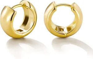 Gold Huggie Hoops: Small 14k Gold Plated Thick Chunky Hypoallergenic Earrings Jewelry for Women