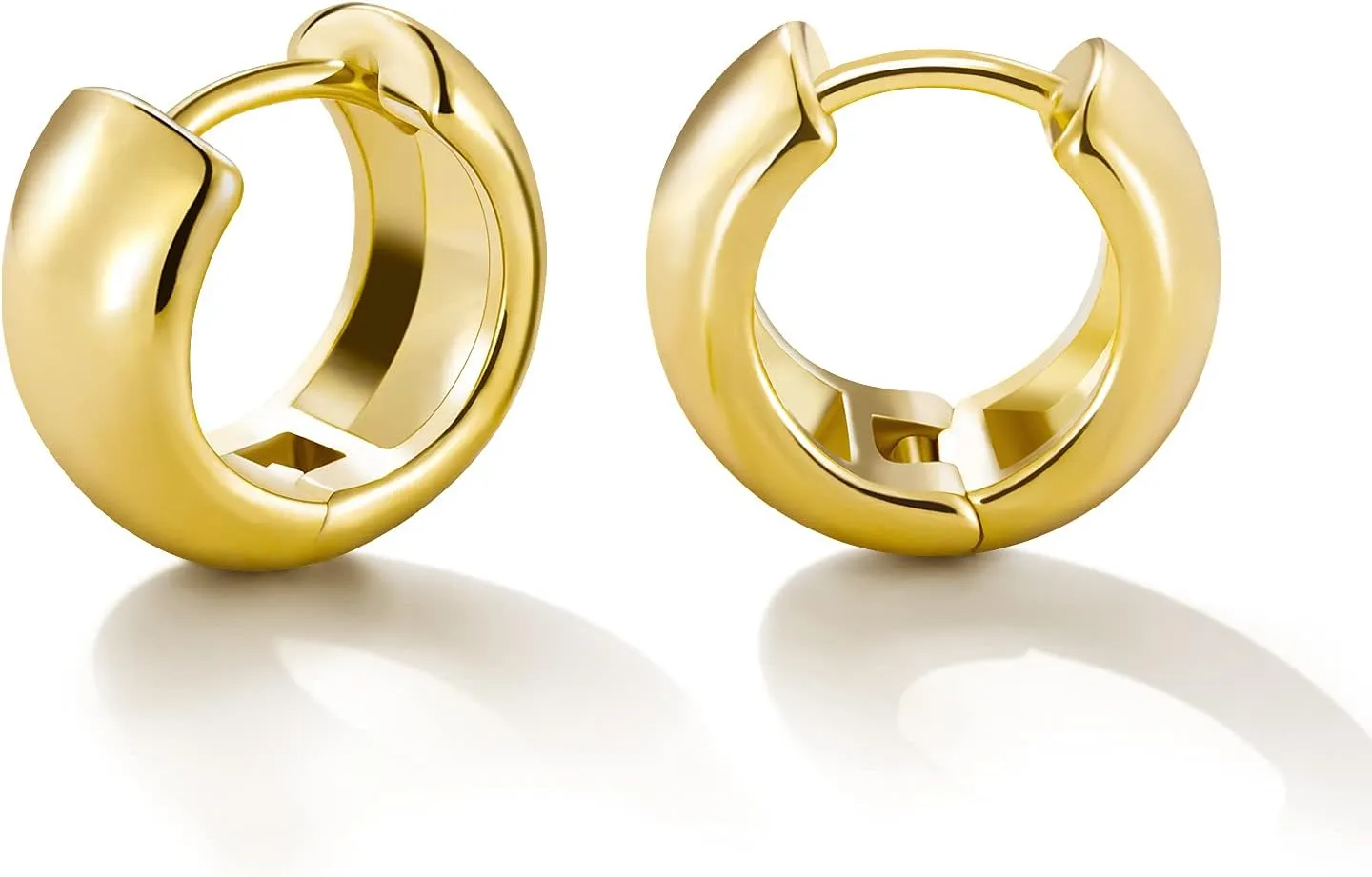 Gold Huggie Hoops: Small 14k Gold Plated Thick Chunky Hypoallergenic Earrings Jewelry for Women