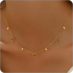 Gold Necklace for Women 18K Gold Plated Diamond Choker Necklace Dainty Cubic Zirconia Pendant Necklace Simple Birthstone Jewelry Gifts