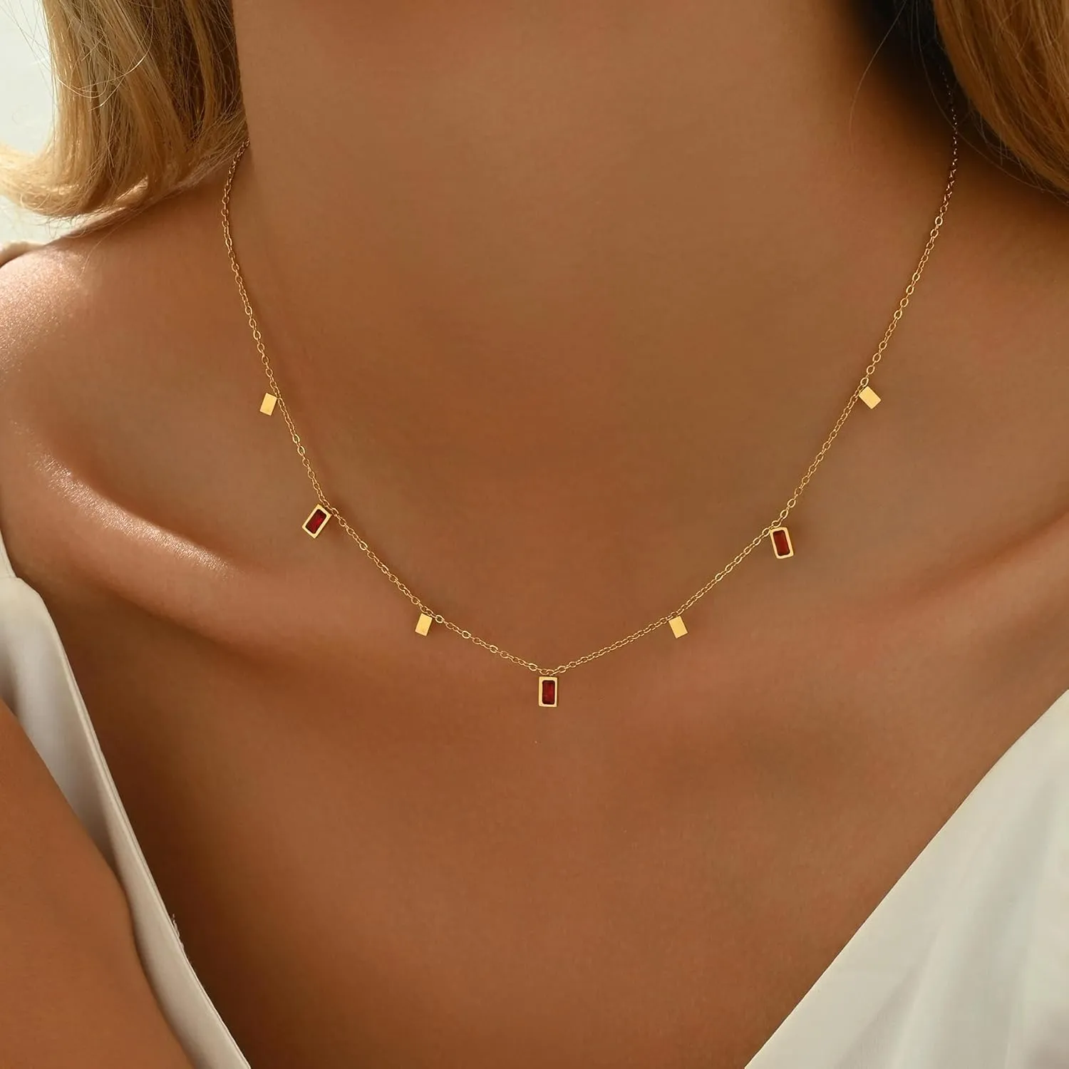 Gold Necklace for Women 18K Gold Plated Diamond Choker Necklace Dainty Cubic Zirconia Pendant Necklace Simple Birthstone Jewelry Gifts