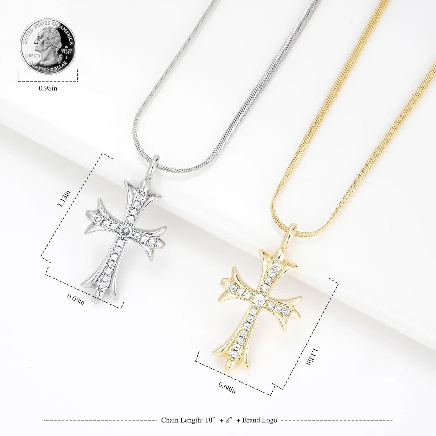 Gold Necklaces for Women 14K Gold Plated Cross Pendant With Snake Chain, Non Tarnish Layered CZS Jewelry Trendy Choker Faith Christian Cross Gifts