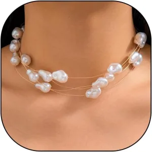 Gold Pearl Necklaces for Women Layered Baroque Pearl Choker Necklace Adjustable Bridal Wedding Necklace Trendy Prom Party Jewelry Accessories Gifts