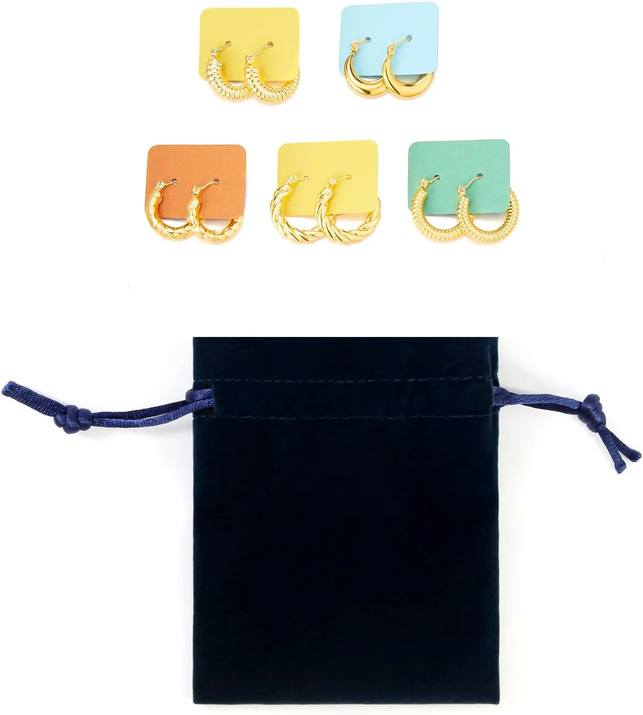 Gold Plated Chunky Hoop Earrings - Twisted Huggie Hoops for Women - Gift Lightweight