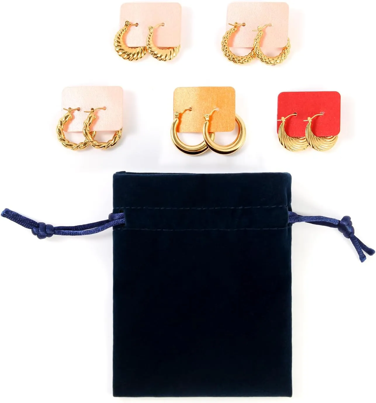 Gold Plated Chunky Hoop Earrings - Twisted Huggie Hoops for Women - Gift Lightweight