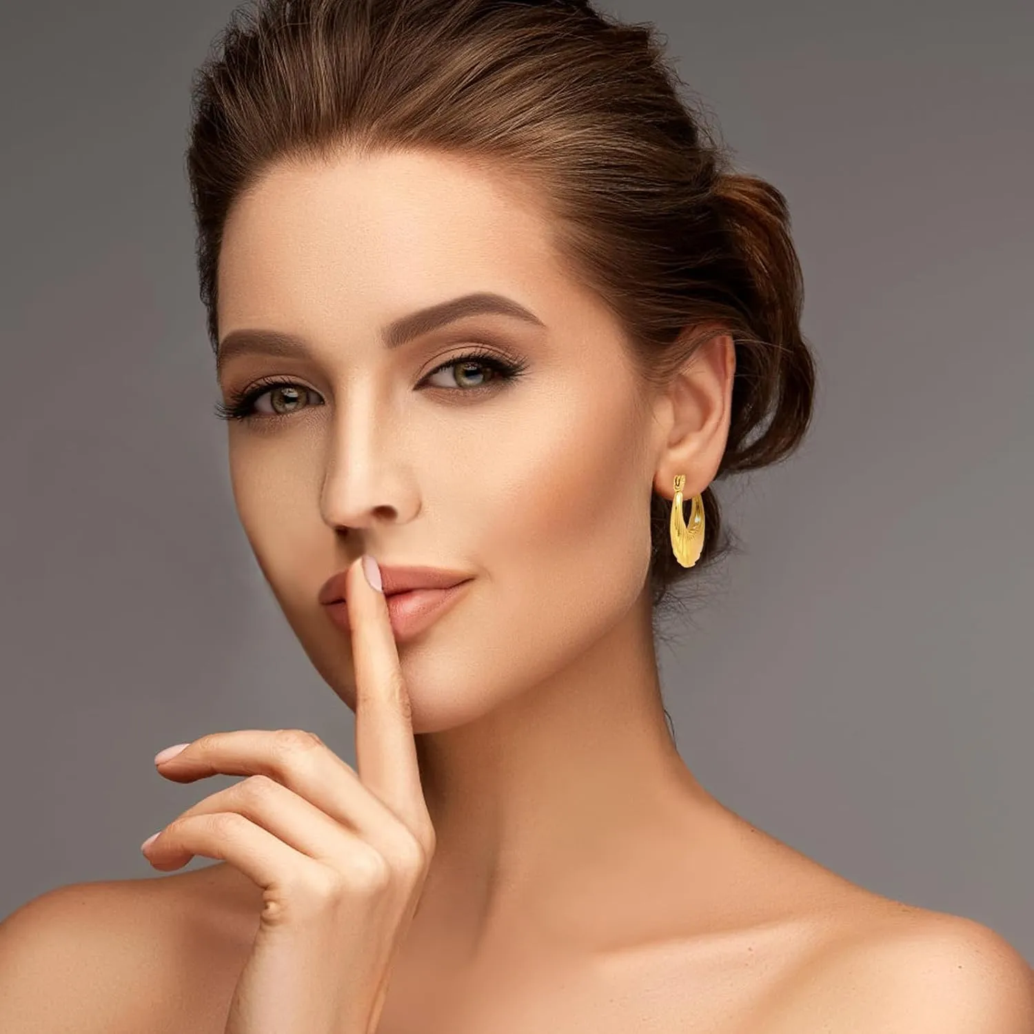 Gold Plated Chunky Hoop Earrings - Twisted Huggie Hoops for Women - Gift Lightweight