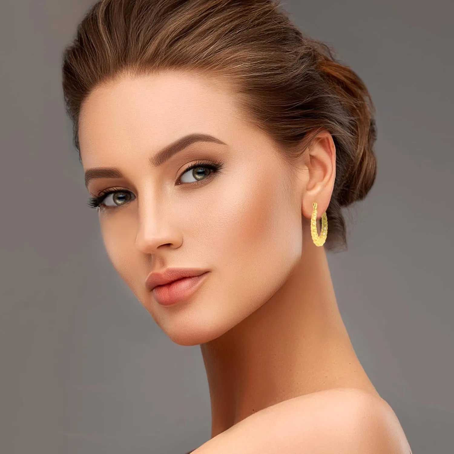 Gold Plated Chunky Hoop Earrings - Twisted Huggie Hoops for Women - Gift Lightweight