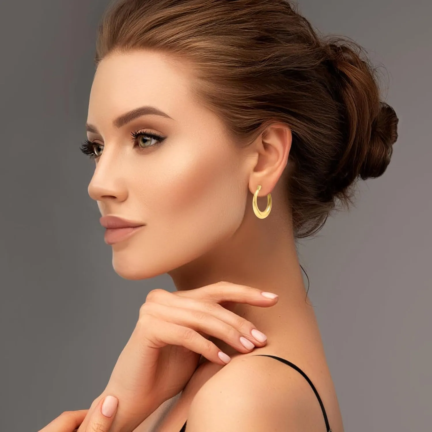 Gold Plated Chunky Hoop Earrings - Twisted Huggie Hoops for Women - Gift Lightweight
