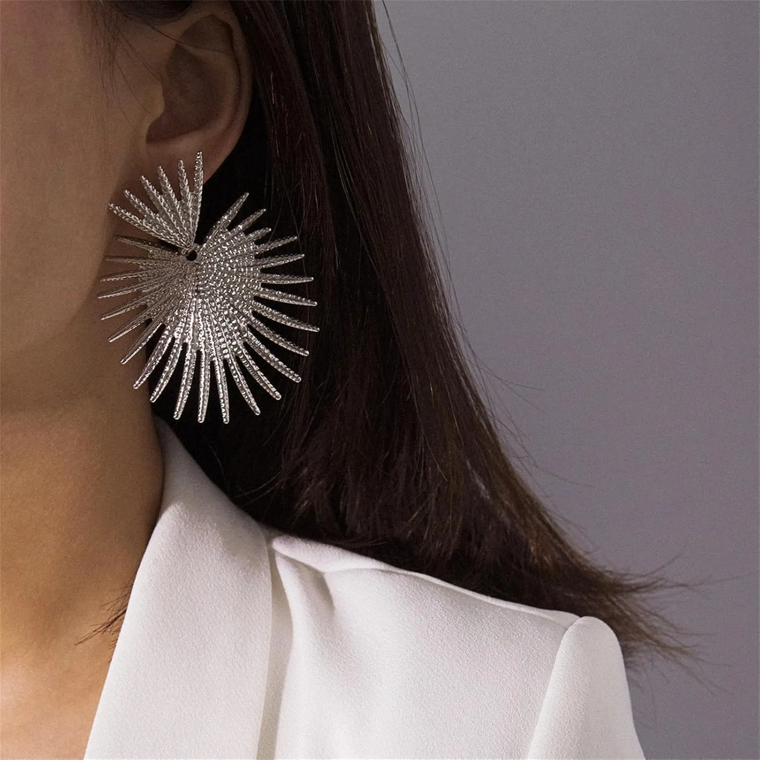 Gold Statement Heart Dangle Earrings for Women Boho Exaggerated Irregular Large Geometric Flower Plant Gold Silver Plated Punk Large Drop Stud Earrings for Minimalist Fashion Jewelry Gifts