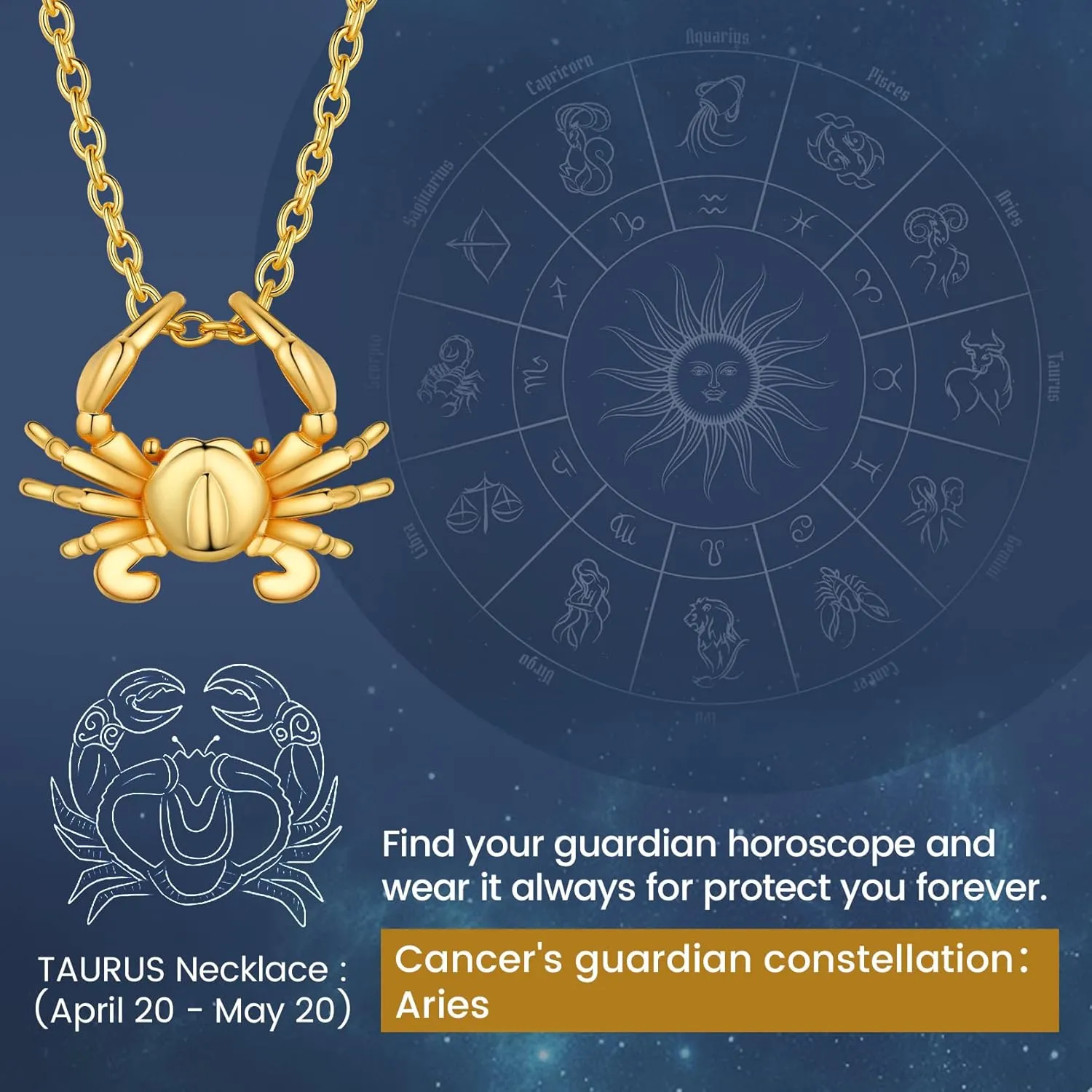 GOLDCHIC JEWELRY Zodiac Constellation Charm Necklace for Women, Gold Horoscope Astrology Pendant Necklaces Birthday Gifts