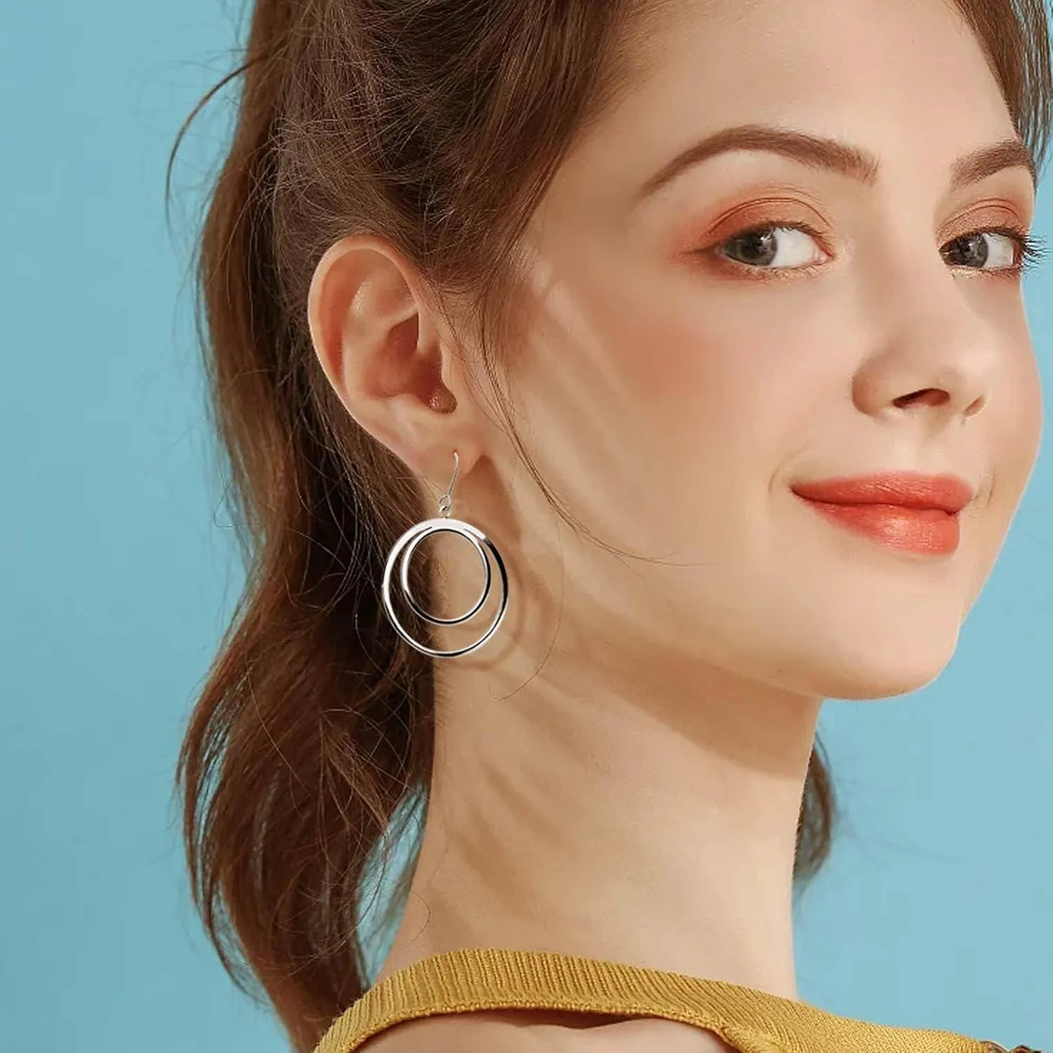 Gold/Silver Hoop Earrings for Women 18K Gold Plated Circle Dangle Earrings for Women Trendy Surgical Steel Titanium Hypoallergenic