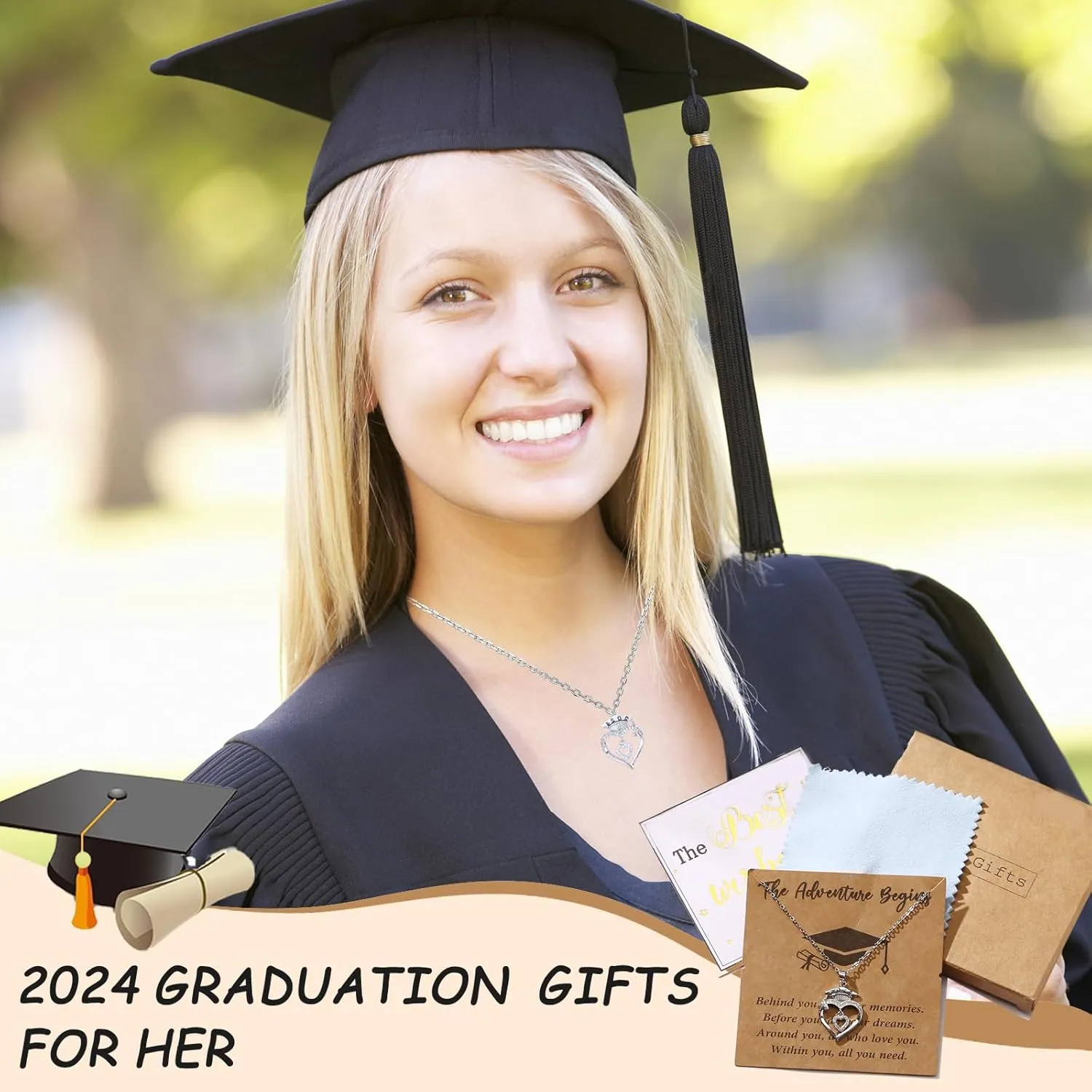 Graduation Gifts for Her 2024, Graduation Cap Heart Pendant Necklaces. Inspirational Graduation Gift, Master Degree College Graduate Gifts for or Best Friend.