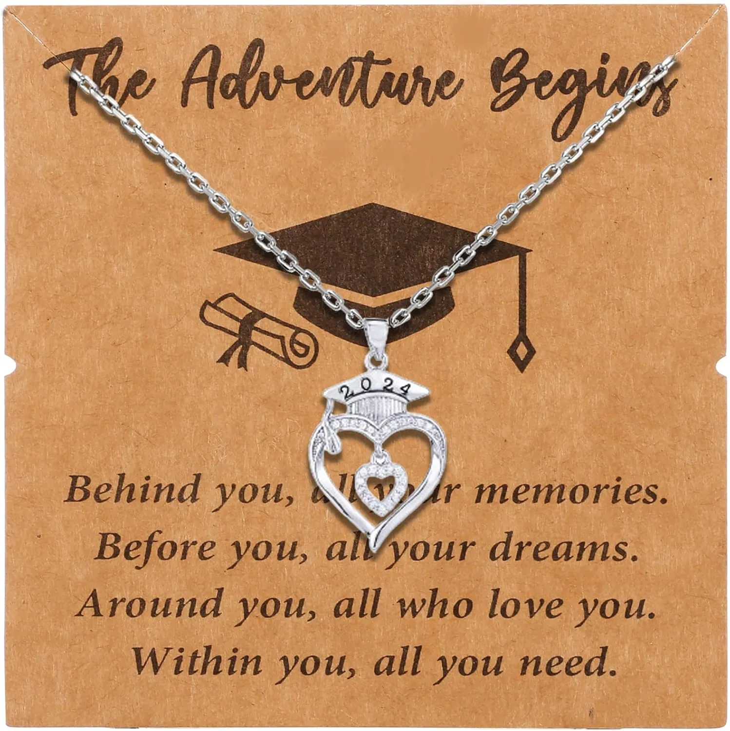 Graduation Gifts for Her 2024, Graduation Cap Heart Pendant Necklaces. Inspirational Graduation Gift, Master Degree College Graduate Gifts for or Best Friend.