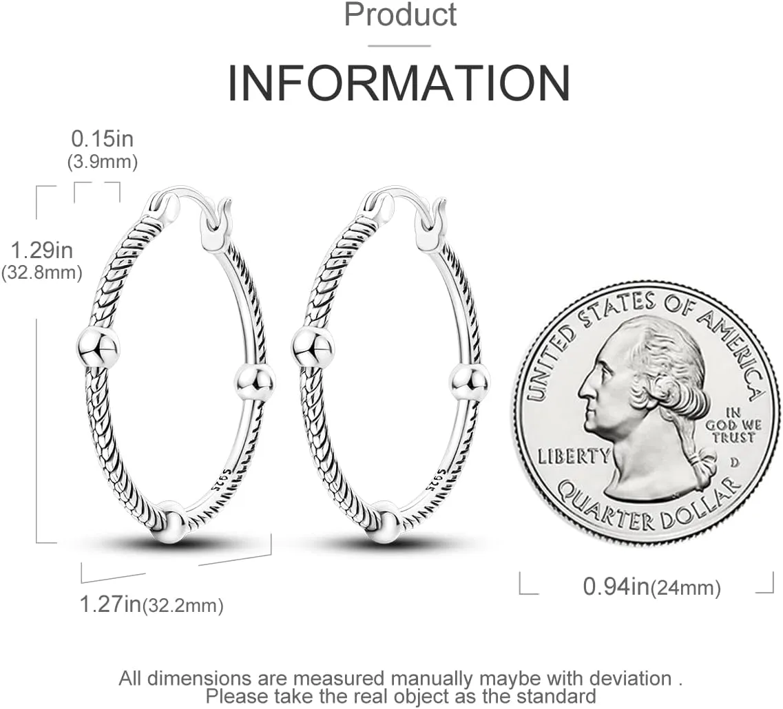 Hapour 925 Sterling Silver Hoop Earrings for Women Dangle Earrings Small Boho Earrings Rope Design for Sensitive Ears, Double Oval Huggie Hoop Earrings Gifts for Her Mother's Day Birthday