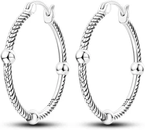 Hapour 925 Sterling Silver Hoop Earrings for Women Dangle Earrings Small Boho Earrings Rope Design for Sensitive Ears, Double Oval Huggie Hoop Earrings Gifts for Her Mother's Day Birthday