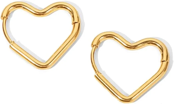 Heart Hoop Earrings for Women 18K Gold Plated Love Heart earrings minimalist Love Heart Earrings Fashion Jewelry