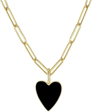 Heart Necklace for Women,Preppy Jewelry Dainty Paperclip Chain Necklace for Women,Cute Pink Heart Preppy Necklaces 16 2 Inches