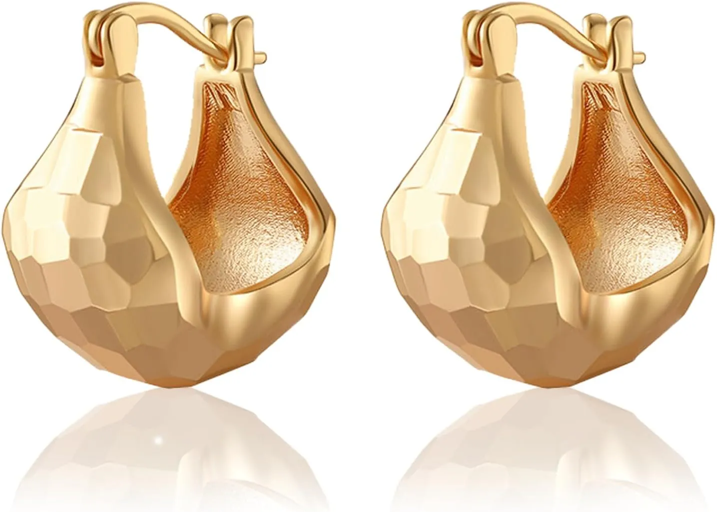 Hoop earrings Gold Hoop earrings 18K Gold Plated Sterling Silver Post Chunky Hoops Thick Lightweight Gold Hoop Earrings for Women