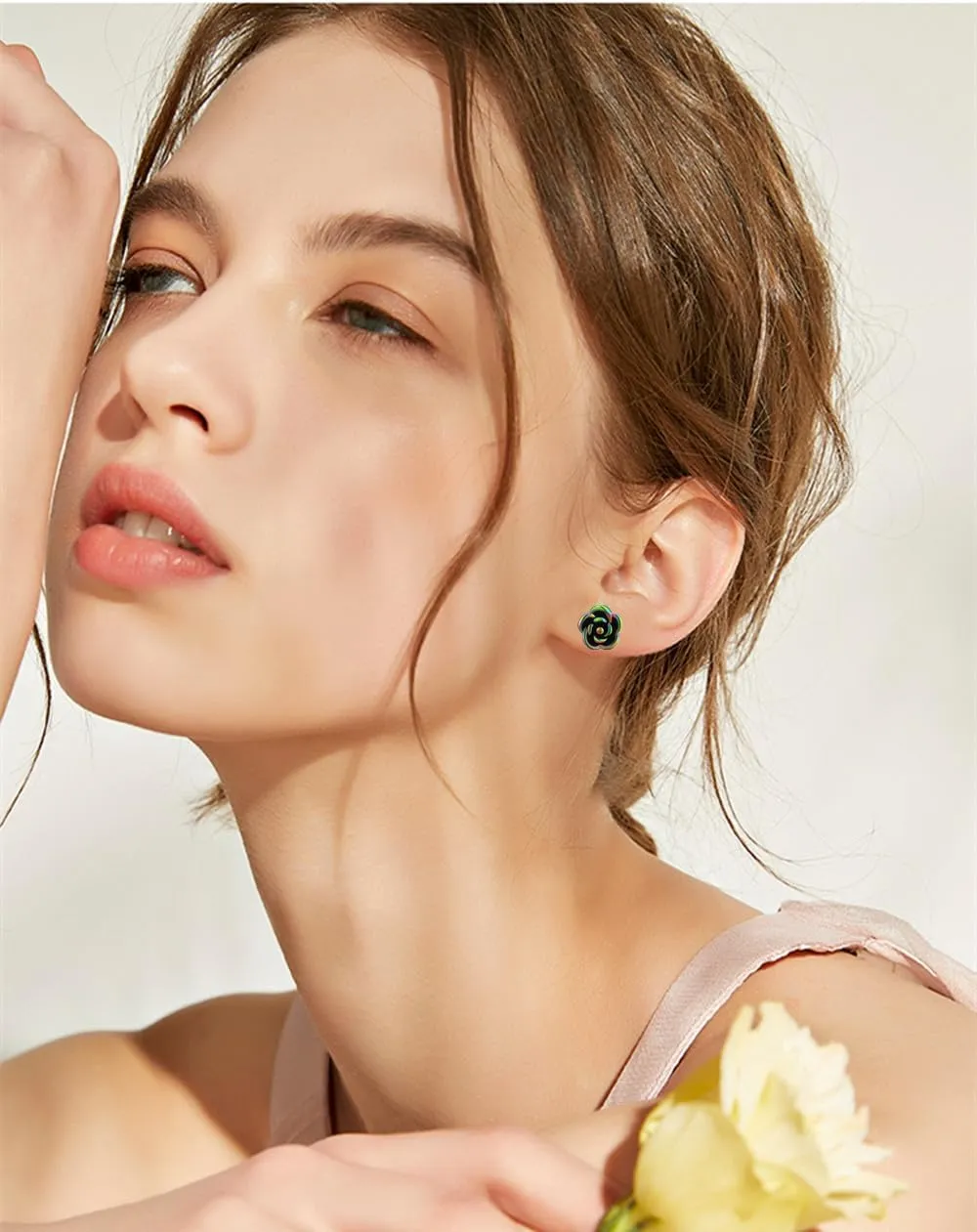 Hopply Surgical Stainless Steel Earrings for Sensitive Ears Hypoallergenic 20G Hoop Earrings for Women Men Flower Cubic Zirconia Flat Back Earrings Cartilage Earrings Hoop Stud