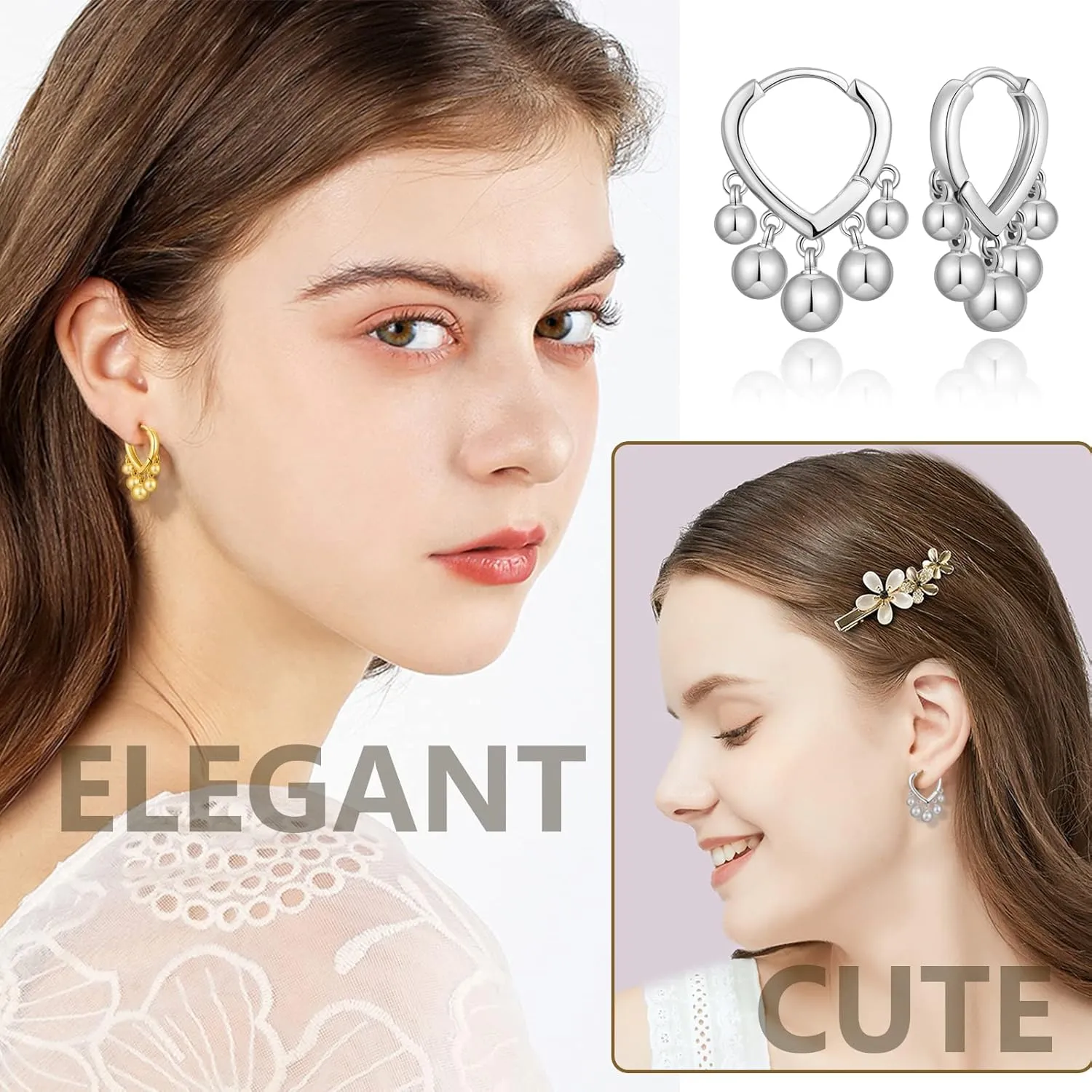 Huggie Earrings for Women 14K Gold Plated Earrings Dainty Statement Sterling Silver Cute Dangle Earring Hypoallergenic Huggie Hoop Earrings for Wome Trendy Prom Party Jewelry Gift