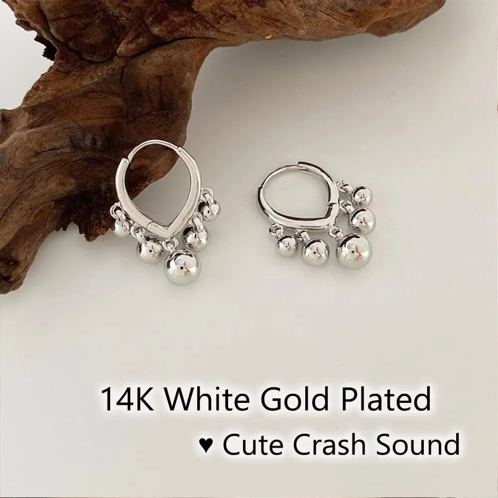 Huggie Earrings for Women 14K Gold Plated Earrings Dainty Statement Sterling Silver Cute Dangle Earring Hypoallergenic Huggie Hoop Earrings for Wome Trendy Prom Party Jewelry Gift