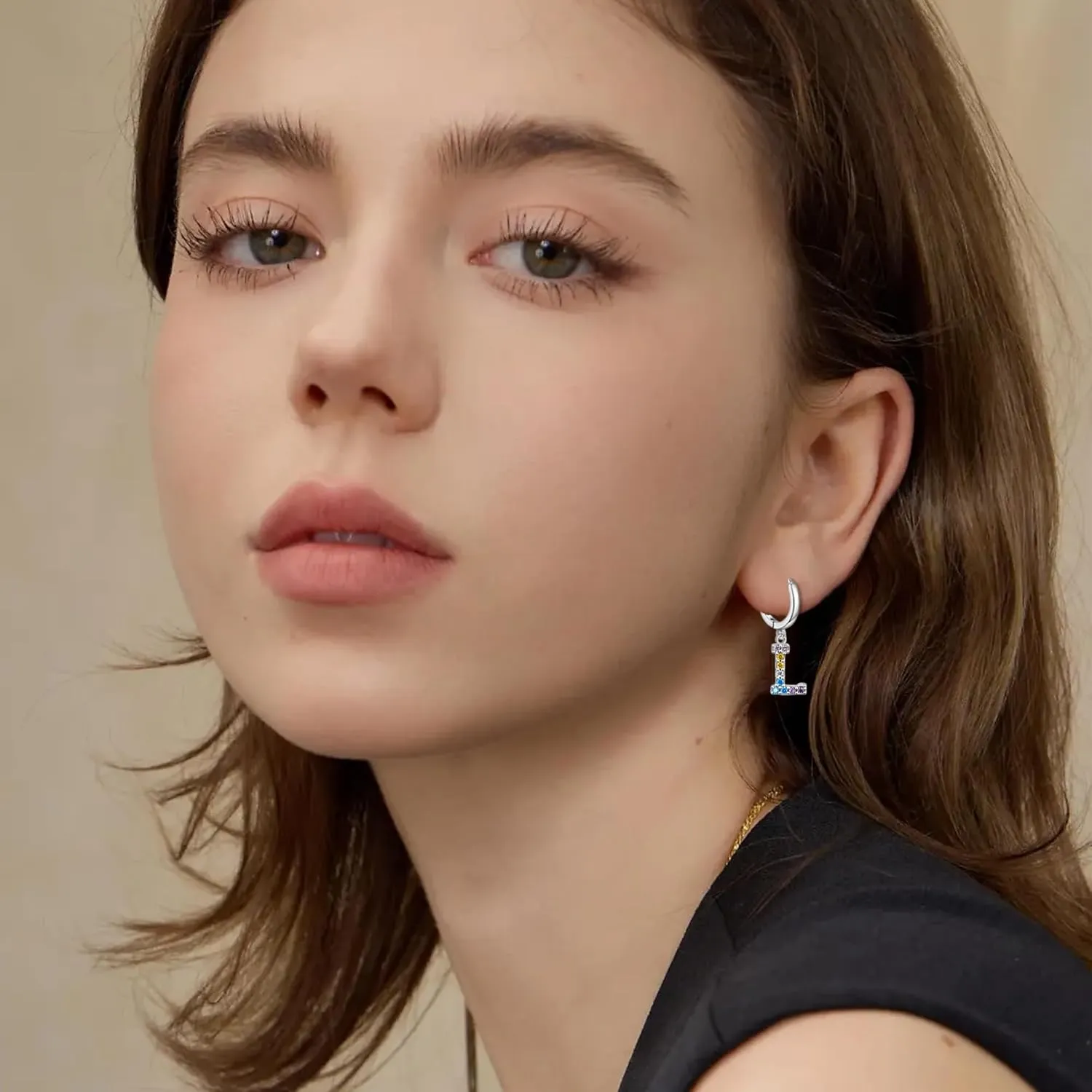 Hypoallergenic Earrings for Women Girls Sterling Silver 925-Littel Cute Kids Stud Hoop Initial Letter Dangle Earring Jewelry Present