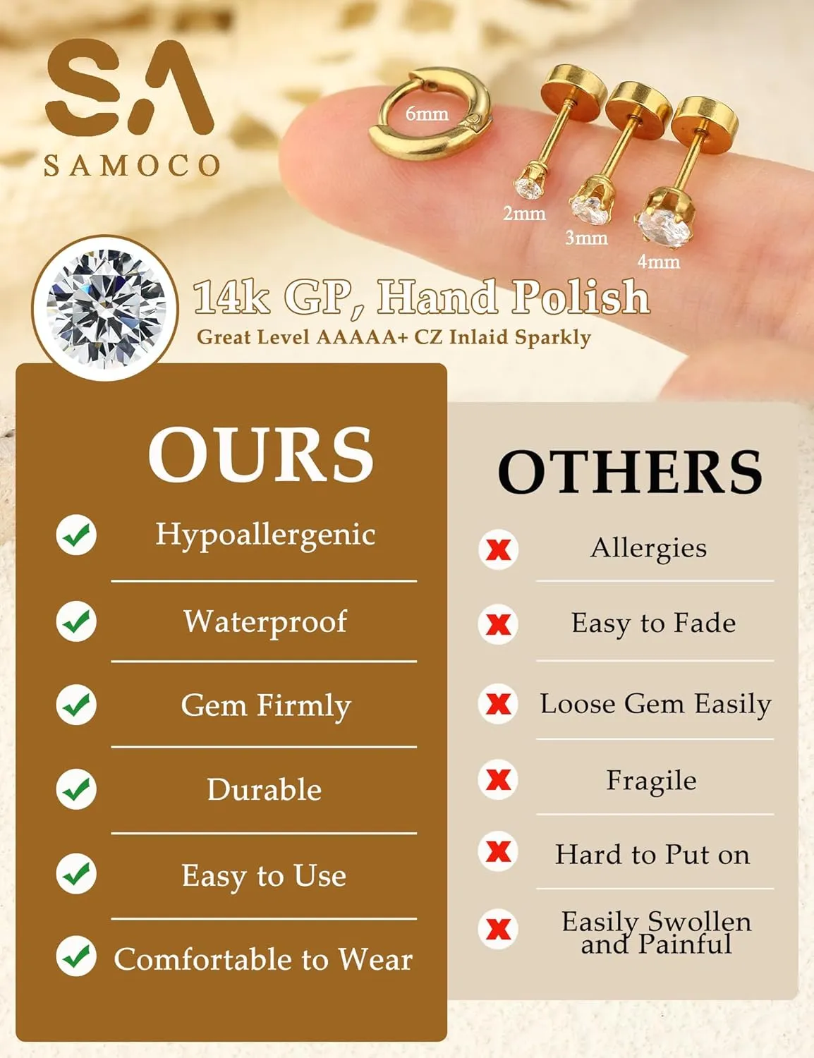 Hypoallergenic Flat Back Stud Earrings for Women Men 14K Gold Surgical Stainless Steel Earrings Small Flatback Stud Hoop Screw Back Cartilage Earring Sets for Multiple Piercing