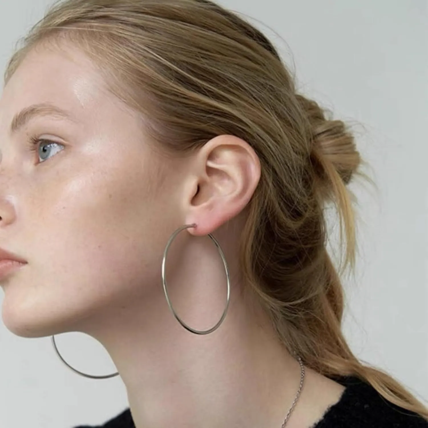 Hypoallergenic Hoop Earrings - Three Pairs, 50-70mm, Dainty & Large Silver Hoops for Gifts