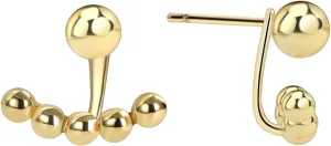 HZHRony 18K Gold Plated Ball Stud Earrings Double Sided Stud Earrings with Push Back, Hypoallergenic Ear Jacket Statement Earrings for Women Everyday Wear