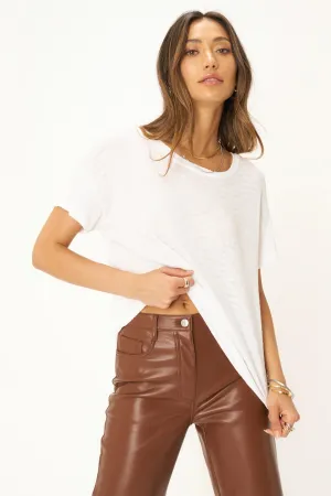 Isadora Back Lace Up Stripe Easy Fit Tee - White