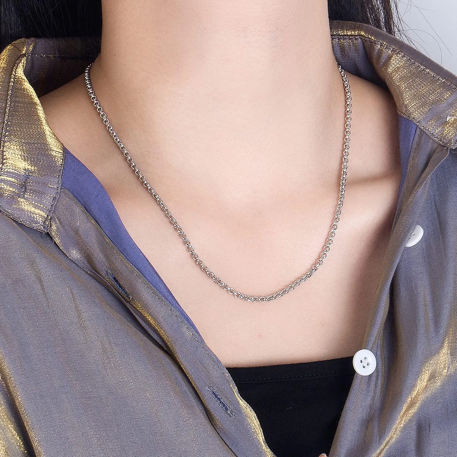 Italy Fashion Solid 925 Sterling Silver Necklace 3MM 18-28 inch Mariner Anchor Link Chain - Round O Link Cable Chain-Twist Link - Rolo Chain Unisex Jewelry Gift