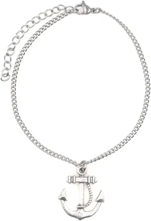 It's All About...You! 7.5 - 9.5 Stainless Steel Ankle Bracelet with Alloy 24mm Anchor Nautical 50D