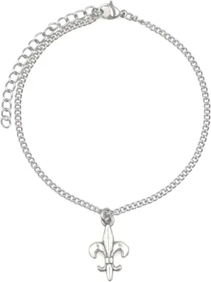 It's All About...You! 7.5 - 9.5 Stainless Steel Ankle Bracelet with Alloy Fleur De Lis 51G