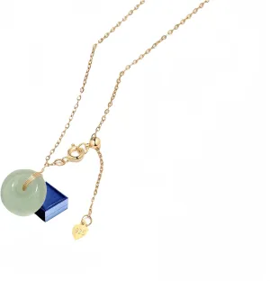 Jade Necklace 14K Gold Plated Jade Pendant Necklaces for Women Green Jade Necklace Jewelry Gift for Women (Necklace-jade)
