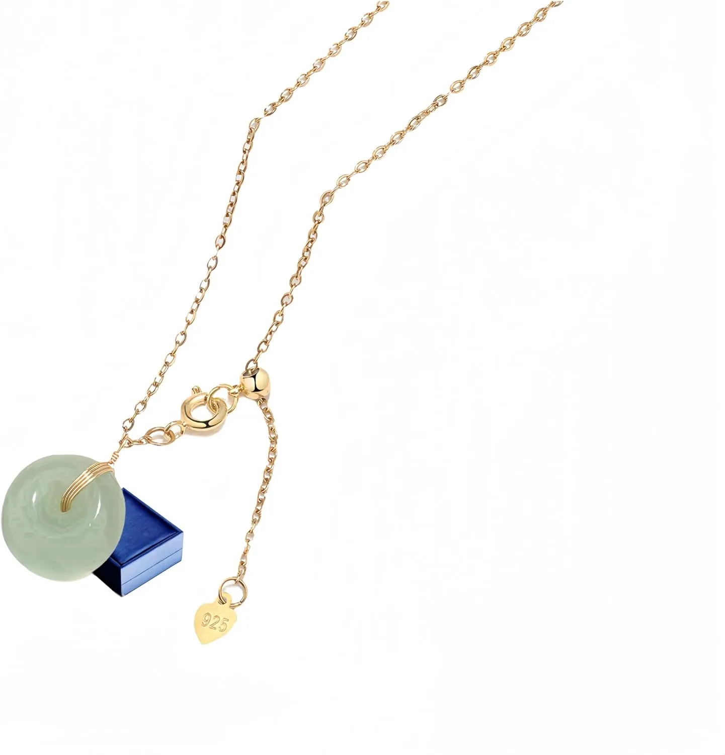 Jade Necklace 14K Gold Plated Jade Pendant Necklaces for Women Green Jade Necklace Jewelry Gift for Women (Necklace-jade)