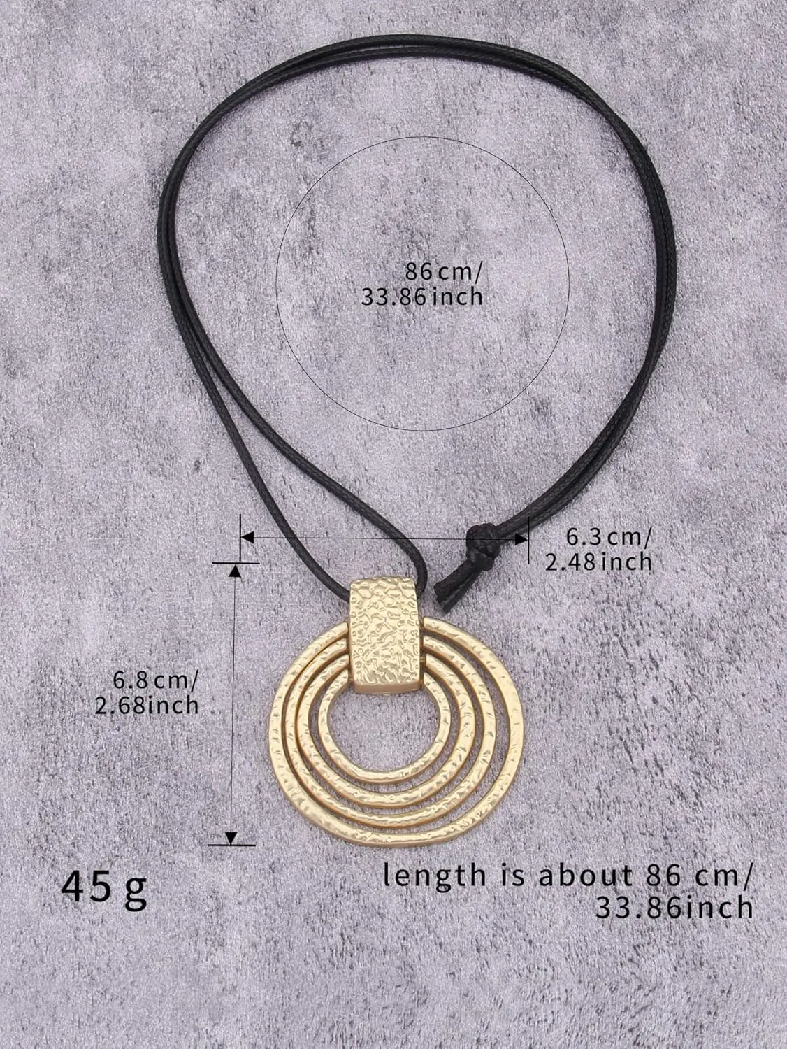 JAOYU Bohemian Necklaces for Women Leather Necklace Wood Pendant Choker Long Brown Necklace Chunky Circle Boho Hippie Jewelry