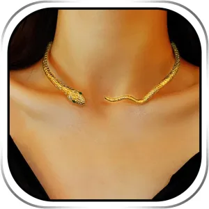 JEAIRTS Punk Snake Choker Necklace Adjustable Snake Shape Necklaces Gothic Halloween Medusa Costume Jewelry for Women