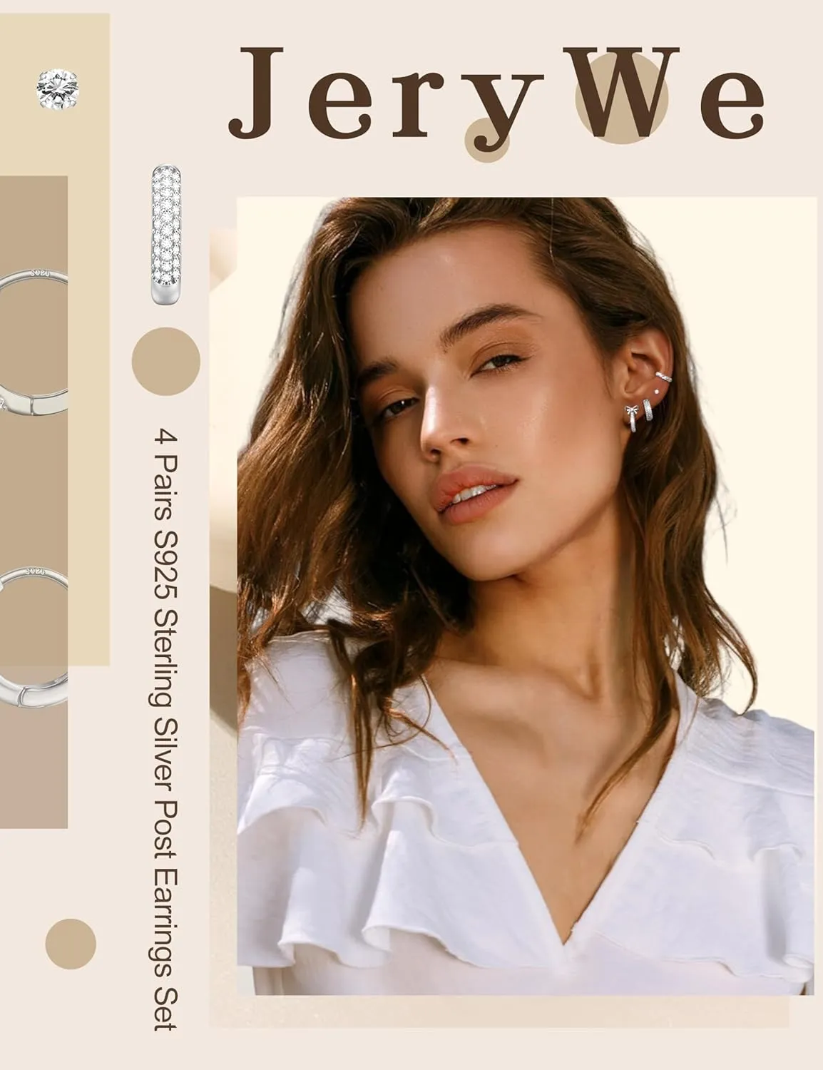 JeryWe Hypoallergenic Gold Hoop Earrings for Women S925 Sterling Silver Post Chunky Cartilage Earring Stacks Non Tarnish 14K Gold Filled Small Hoops Stud Set Jewelry