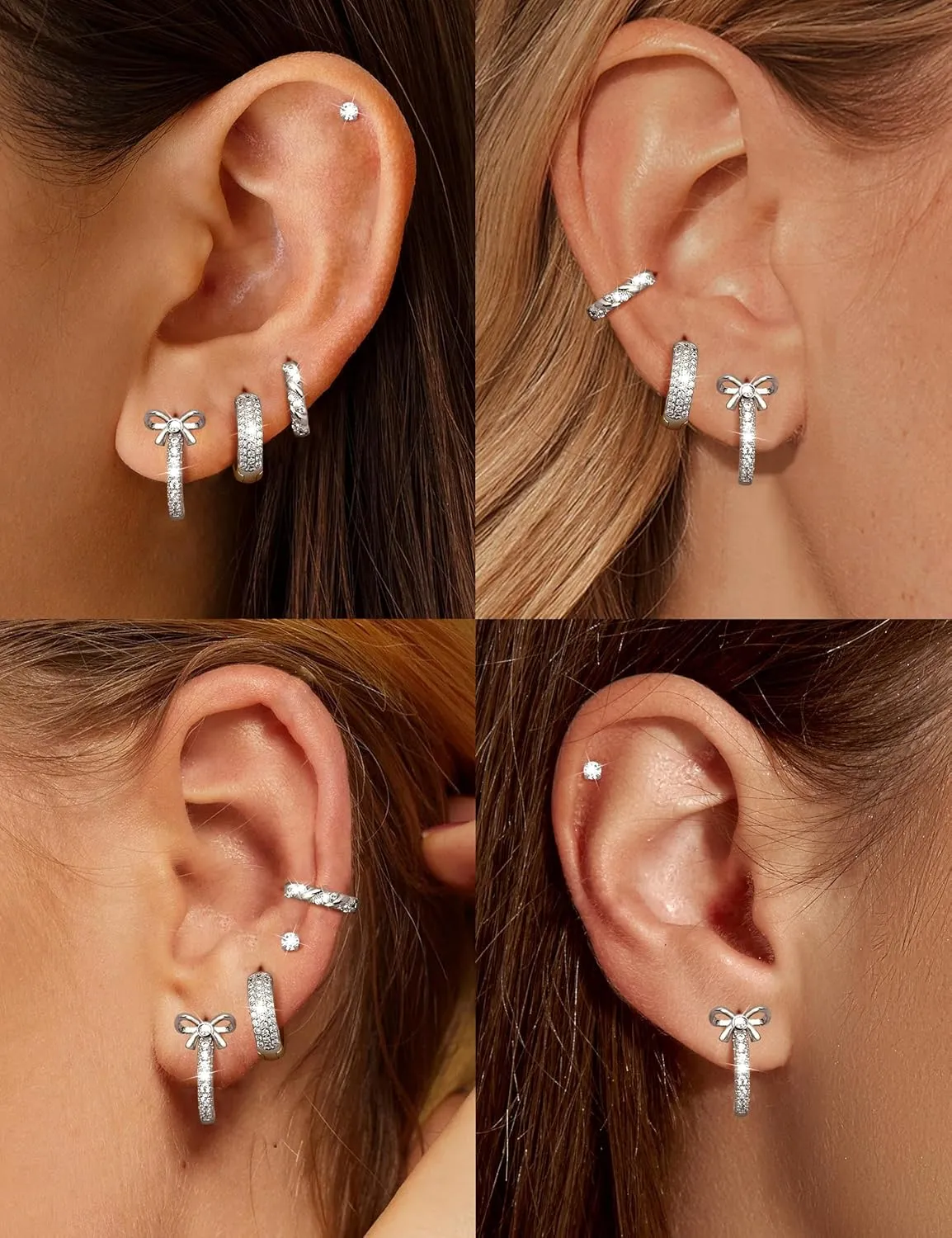 JeryWe Hypoallergenic Gold Hoop Earrings for Women S925 Sterling Silver Post Chunky Cartilage Earring Stacks Non Tarnish 14K Gold Filled Small Hoops Stud Set Jewelry