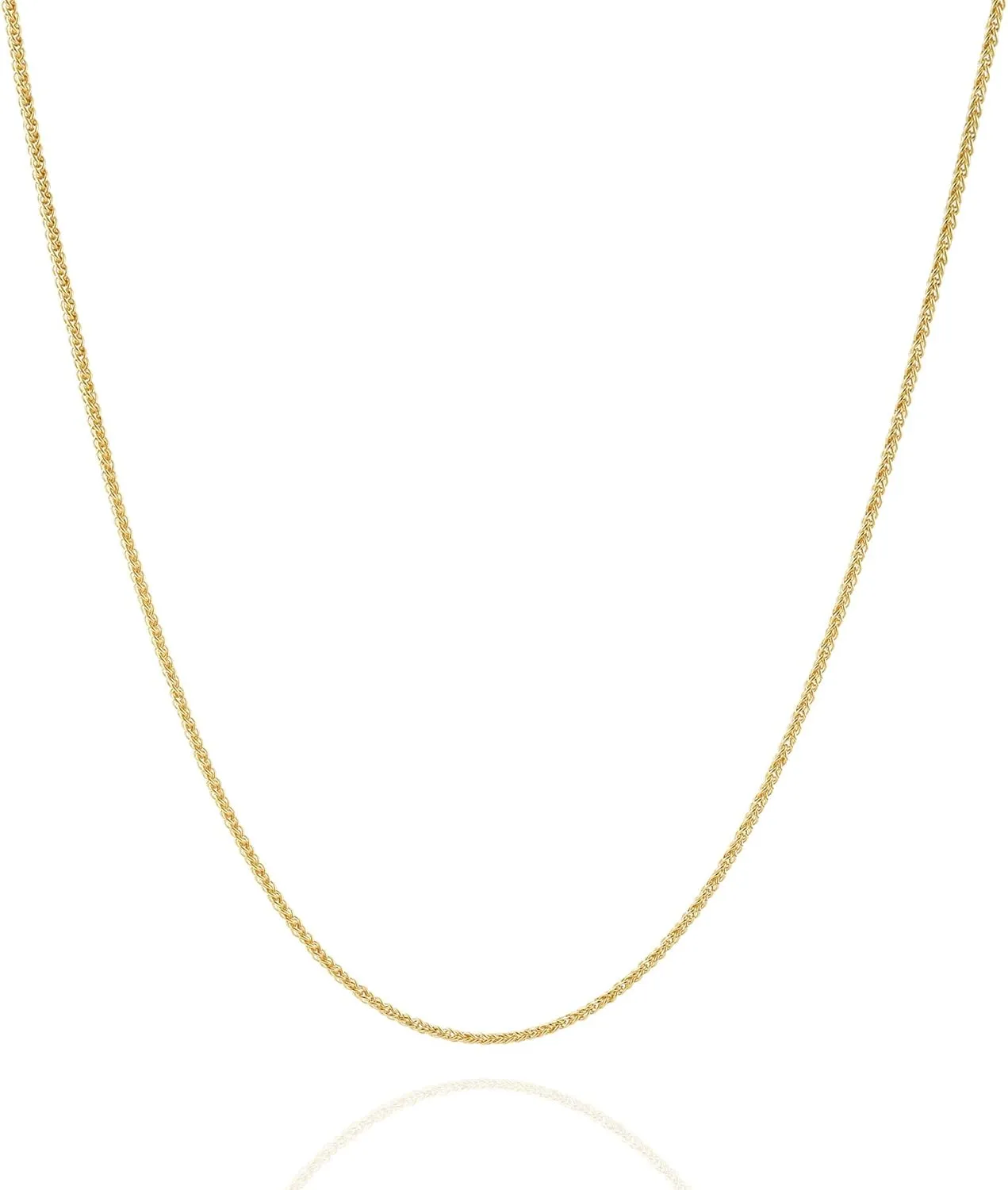 Jewelry Atelier Gold Chain Necklace Collection - 14K Solid Yellow Gold Filled Round Wheat/Palm Chain Necklaces for Women and Men with Different Sizes (2.5mm, or 3.2mm)