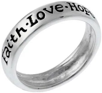 Jewelry Necklaces, Bracelets, Chains and more - 925 Silver 'Faith, Love, Hope' Inspirational Ring Size 8 - XFBX3447, DFMN-3433