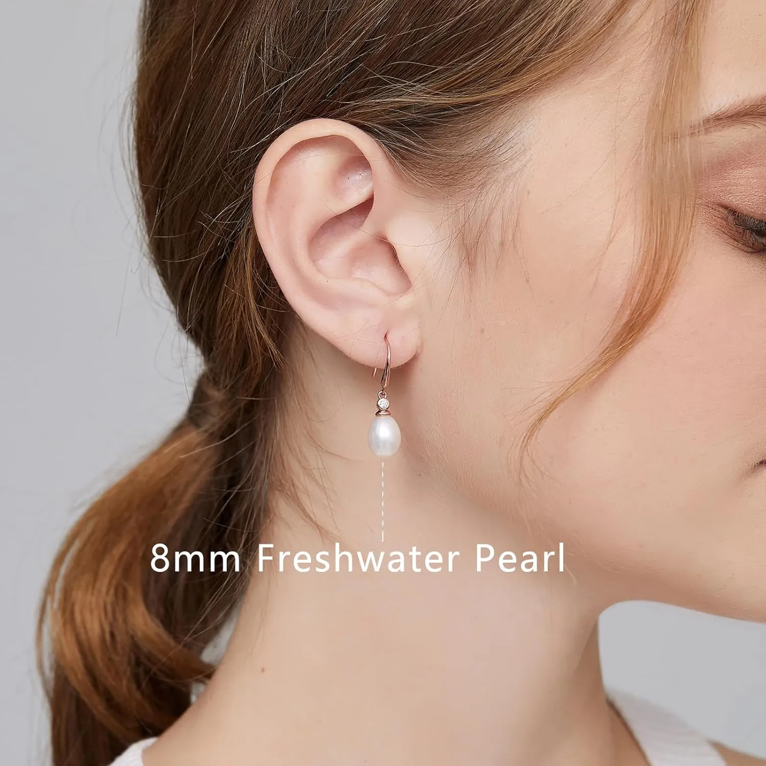 Jiamiaoi Pearl Earrings for Women 925 Sterling Silver Hook Earrings Dangle Drop Pearl Earrings Silver Drop Earrings for Women, Come with Gift Box