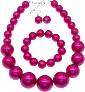 JNF Chunky Big Pearl Necklace for Women Faux Pearls Necklace set Large Beaded Pearl Collar Choker Necklaces Christmas Jewelry