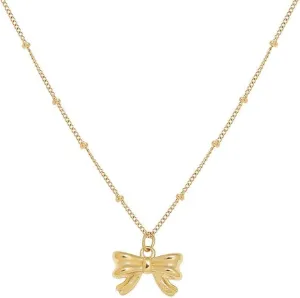 JXGXB Gold Bow Necklace for Women Titanium Steel Tie Knot Butterfly Simple Plain Party Collar Necklaces