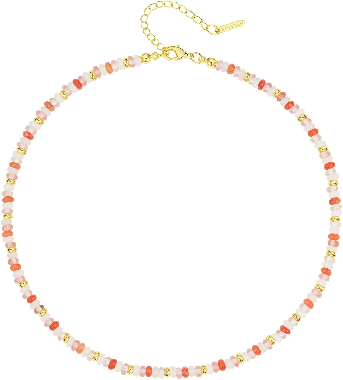 KissYan Boho Beaded Choker Necklace for Women, Gemstone Choker Natural Stone Freshwater Pearl Surfer Necklaces 14K Gold Plated Summer Beach Handmade Jewelry