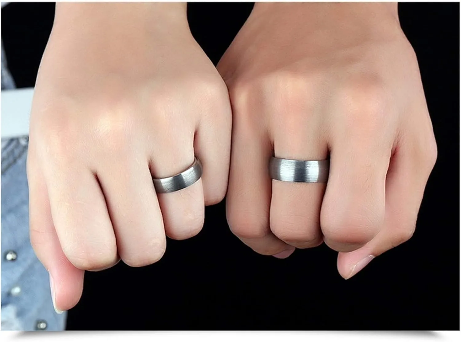 KnSam Couple Ring Tungsten Brushed Ring Gray Rose Gold Fit Wedding Ring