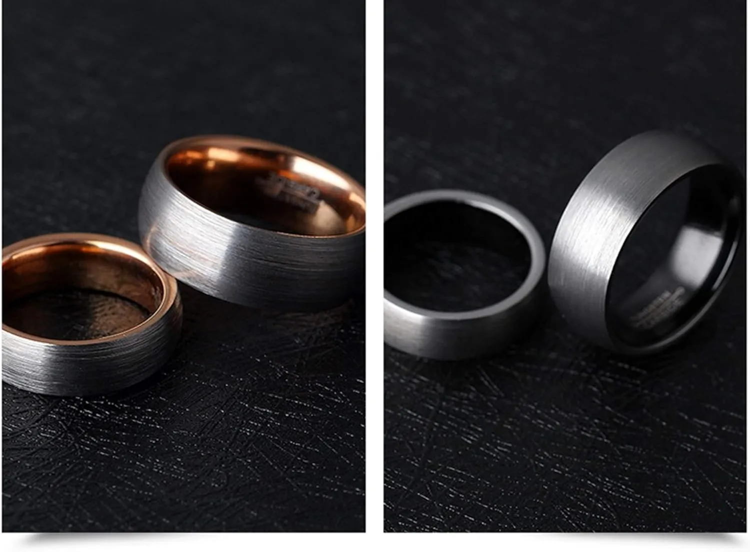 KnSam Couple Ring Tungsten Brushed Ring Gray Rose Gold Fit Wedding Ring