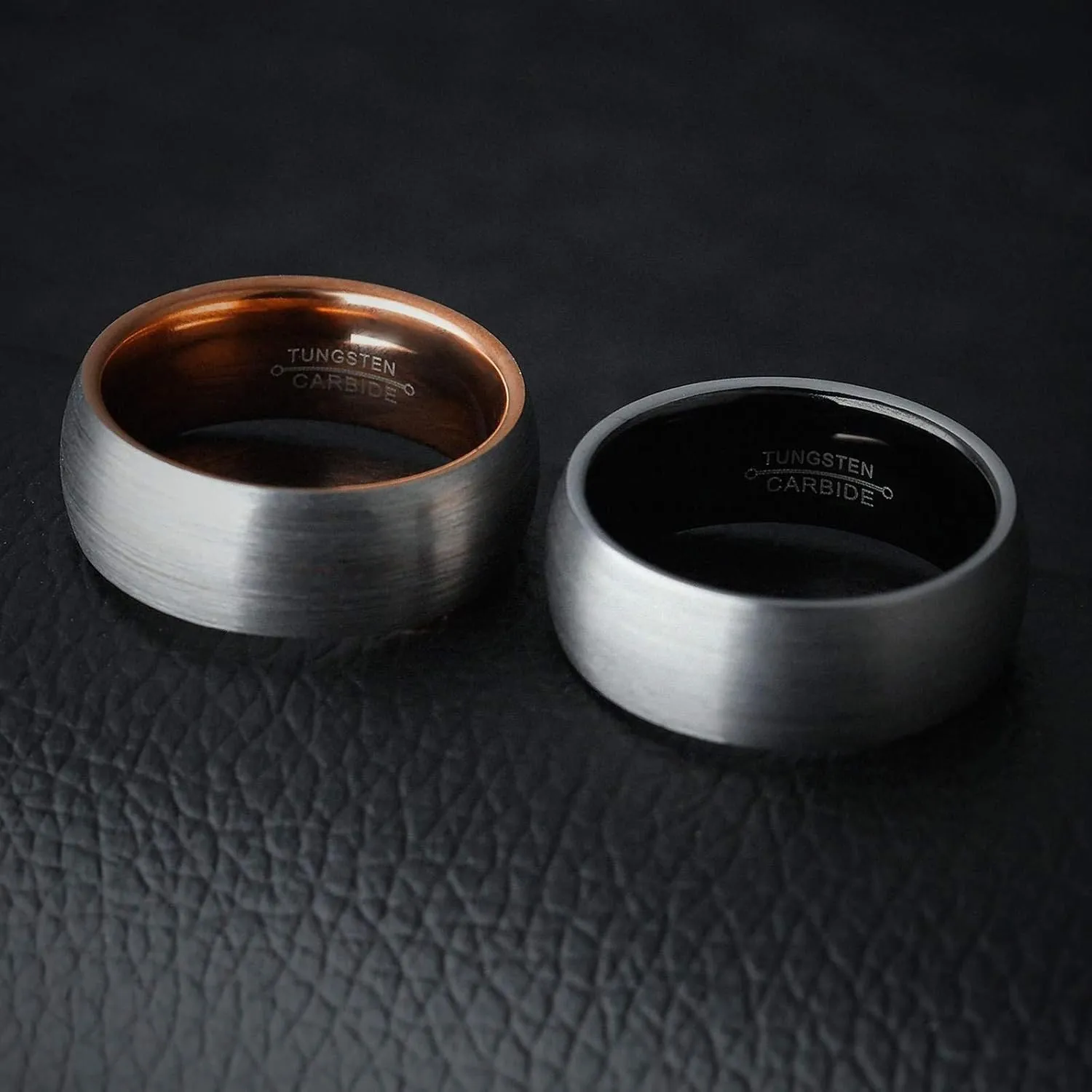 KnSam Couple Ring Tungsten Brushed Ring Gray Rose Gold Fit Wedding Ring