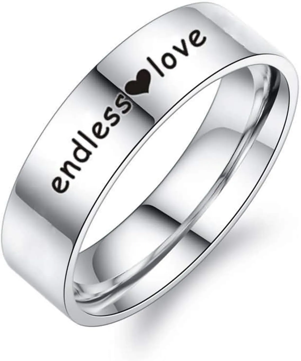 KnSam Couples Promise Rings Set Stainless Steel Engraved Heart Endless Love Silver Ring Size 5-13